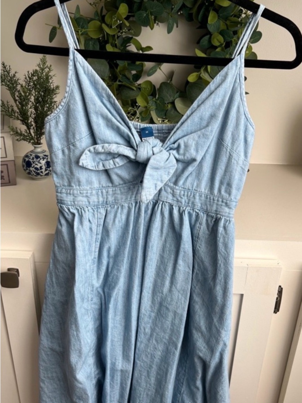 Old Navy Light Blue Denim Tie-Front Sundress